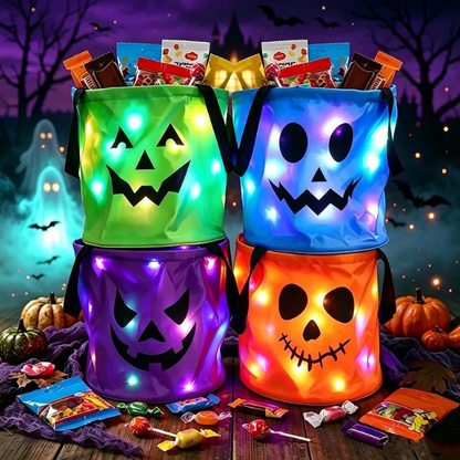 LED Halloween Pumpkin Light Candy Buckets